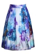 Oasap Classic Oil Painting Pleated Swing Skirt