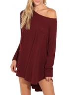 Oasap Women's Casual Solid Long Sleeve High Low Mini Dress