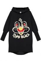 Oasap Toby Black Cartoon Rabbit Long Hoodie