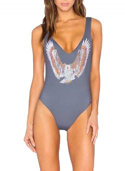 Oasap Women's Fashion One Piece Deep V Neck Backless Swimsuit