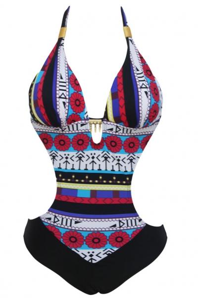 Oasap Vintage Graphic Print Monokini Swimsuits