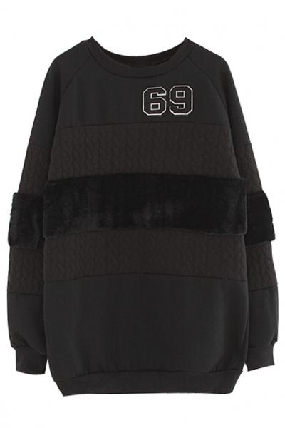 Oasap Casual Graphic Long-sleeve Long Sweatshirt