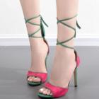 Oasap Peep Toe Color Block Stiletto Heels Sandals With Tassel