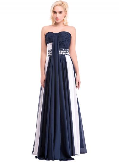Oasap Women's Color Block Bandeau Ruffled Prom Dress