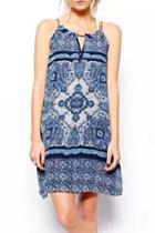 Oasap Navy Floral Print Halter Loose Dress