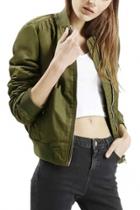 Oasap Women's Solid Long Sleeve Bomber Jacket With Pockets