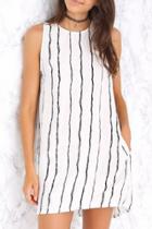 Oasap White Pin Stripes Shift Dress