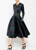 Oasap Women's Multicolor Block Ruffle Dress