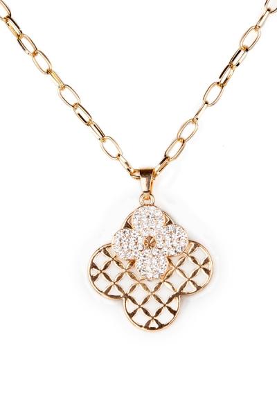 Oasap Femme Floral Rhinestone Necklace