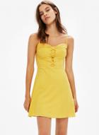 Oasap Spaghetti Strap Lace-up Front A-line Mini Dress