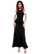 Oasap Fashion Short Sleeve Color Block Bodycon Maxi Dress