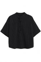 Oasap Gorgeous Pinstripe Print Loose Shirt