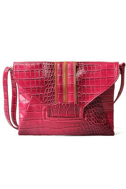 Oasap Crocodile Pattern Zipped Shoulder Bag