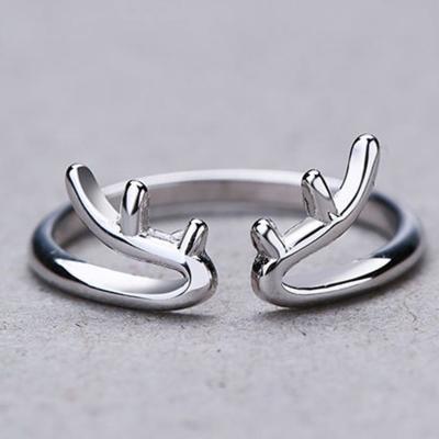 Oasap Sterling 925 Silver Antlers Ring