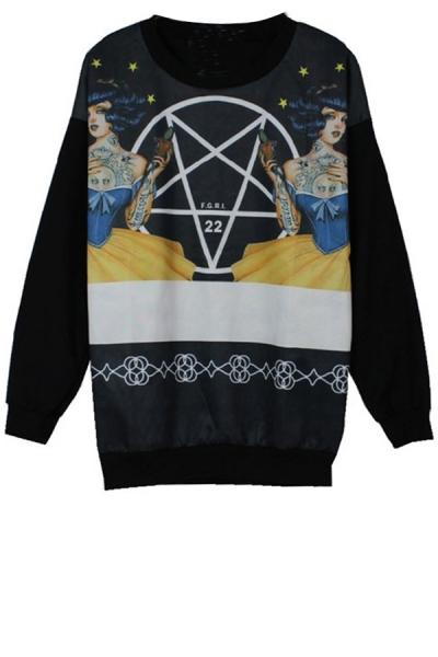 Oasap All-matching Cartoon Sweatshirt