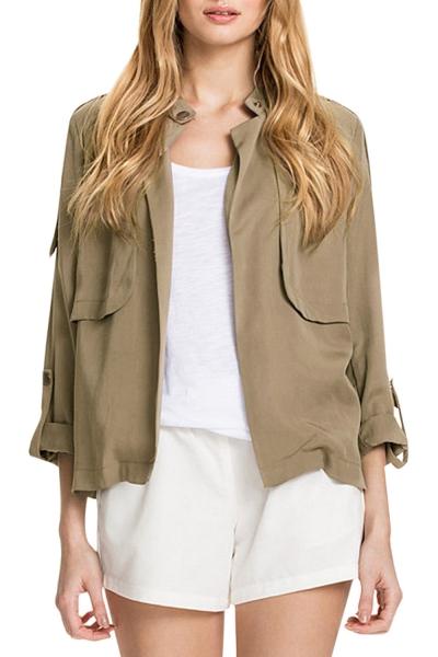 Oasap Women's Fashion Solid Color Long Sleeve One Snap Buttoned Jacket