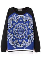 Oasap Kaleidoscope Pattern Raglan Sweatshirt