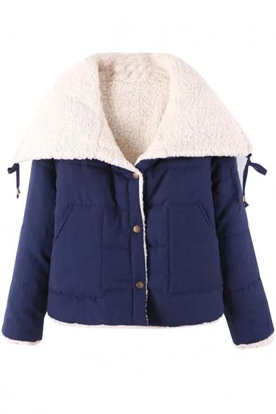 Oasap Women's Chic Faux Shearling Turn-down Collar Snap-button Coat