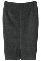 Oasap Formal Solid Woolen Pencil Skirt With Front Slit