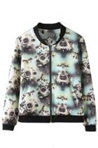 Oasap Stylish Floral Printed Stand Collar Jacket