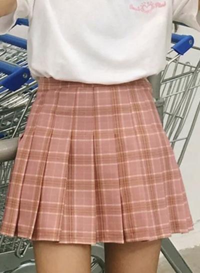 Oasap Fashion Plaid Pattern Pleated Mini Skirt
