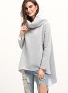 Oasap High Neck Solid Color Loose Sweatshirts