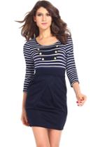 Oasap Classic Long-sleeved Sailor Striped Mini Dress