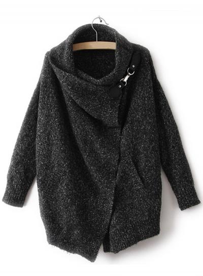 Oasap Fashion Open Front Knit Irregular Cardigan