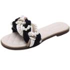 Oasap Fashion Pearls Slip-on Flat Sandals