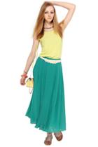 Oasap Pleated Pure Colored Ankle Length Skirt