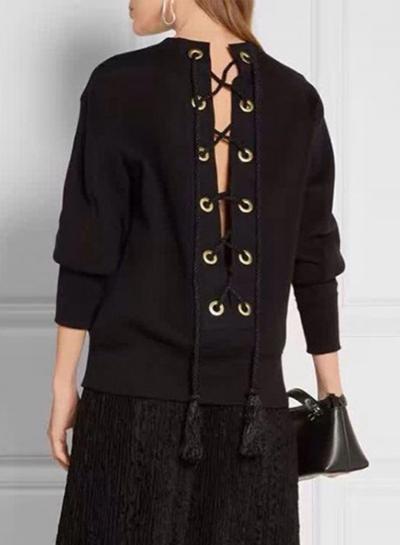 Oasap Fashion Long Sleeve Back Lace-up Sweatshirt