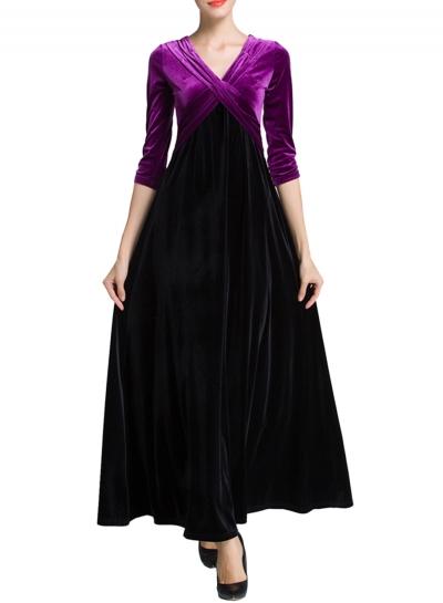 Oasap Women's Contrast Color Faux Wrap Prom Dress