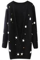 Oasap Chic Star Printing Open Front Cardigan