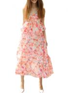 Oasap Women's V Neck Sleeveless Elastic Waist Printed Beach Dress