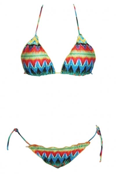 Oasap Sexy Flounced Abstract Print Bikini