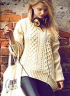 Oasap Cable Knit V Neck Long Sleeve Sweater