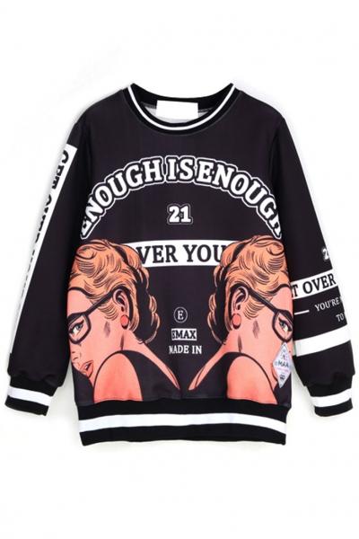 Oasap Graphic Letter Sweatshirt