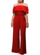 Oasap Off Shoulder Ruffle Short Sleeve Wide-leg Jumpsuit With Belt