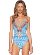 Oasap V Neck Printed One Piece Backless Swimsuit