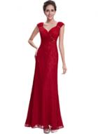 Oasap Women's Elegant Lace Trim V Back Slim Fit Prom Dress