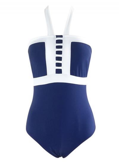 Oasap Fashion Halter Neck Color Block Swimsuit