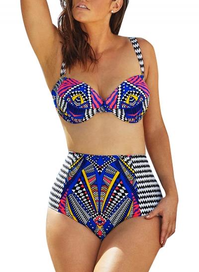Oasap Women's Two Pieces Novelty Print High Waist Bikini