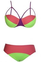 Oasap Triple Colorblocks High-waisted Bikini