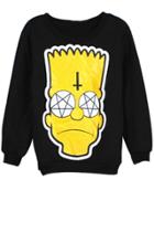 Oasap Black Cartoon Fleece Sweatshirt