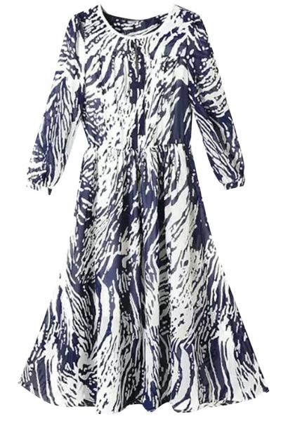 Oasap Abstract Print Three Quarter Length Sleeve Dress