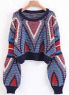 Oasap Geo Pattern Geo Printed Loose Sweater