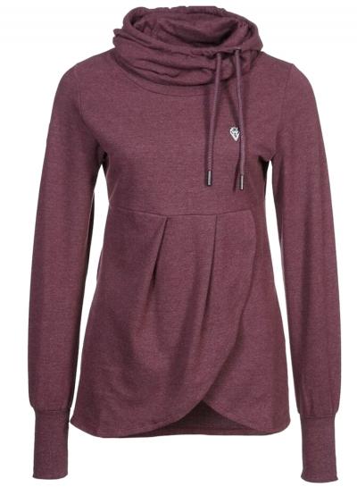 Oasap Women's Solid Color Turtleneck Asymmetric Front Knit Sweatshirt