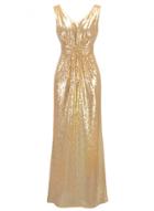 Oasap V Neck Sleeveless Sequins Decoration Maxi Dress