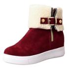 Oasap Round Toe Buckle Strap Fold Down Snow Boots