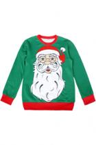 Oasap Christmas Santa Claus Print Round Neck Sweatshirt
